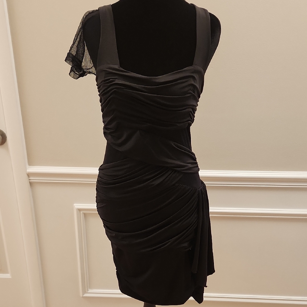 Assymetrical One Shoulder Black Dress